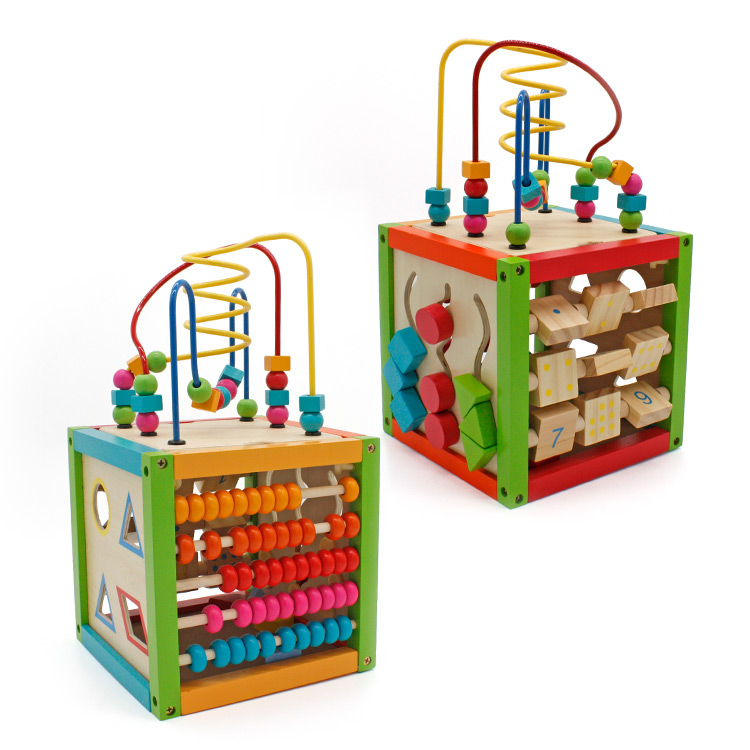 Large Wooden 5 in 1 Multi-Activity Cube 