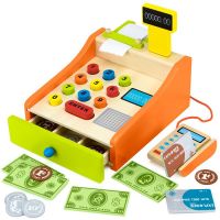 Thumbnail Childrens cash register with card machine  cards and money  toy till